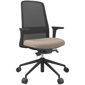 Xxxl Drehstuhl, Schwarz, Hellbraun, Metall, Kunststoff, Leder, Drehkreuz, 70x103-115x70 cm, Stoffauswahl, Sitzfläche 360° drehbar, Arbeitszimmer, Bürostühle, Drehstühle