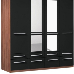 Drehtürenschrank PRIESS Barcelona Schränke Gr. B/H/T: 185cm x 193cm x 54cm, mit Spiegel, mit Beleuchtung, 4 St., schwarz (nussbaumfarben/schwarz) in vielen Farben und Ausführungen