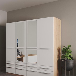 Drehtürenschrank PRIESS Barcelona Schränke Gr. B/H/T: 185cm x 193cm x 54cm, mit Spiegel, ohne Beleuchtung, 4 St., weiß (eichefarben artisan/weiß) in vielen Farben und Ausführungen