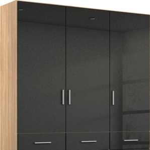 Drehtürenschrank RAUCH Celle Schränke Gr. B/H/T: 136cm x 210cm x 54cm, mit Schubkästen, 3 St., grau (struktureichefarben hell/hochglanz grau) in vielen verschiedenen Ausführungen