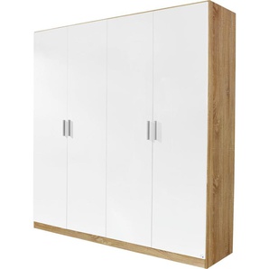 Drehtürenschrank RAUCH Celle Schränke Gr. B/H/T: 181cm x 197cm x 54cm, ohne Schubkästen, 4 St., weiß (struktureichefarben hell/hochglanz weiß) in vielen verschiedenen Ausführungen