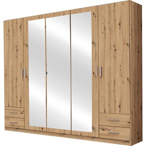 Drehtürenschrank RAUCH Flexx Schränke Gr. B: 225cm, 5 St., braun (eiche artisan) mit 4 Schubkästen