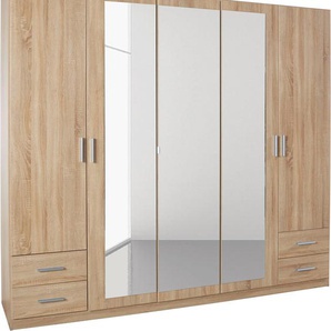 Drehtürenschrank RAUCH Flexx Schränke Gr. B: 225cm, 5 St., braun (struktureichefarben hell) mit 4 Schubkästen