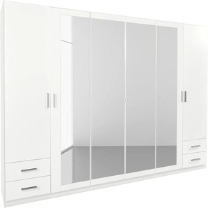 Drehtürenschrank RAUCH Flexx Schränke Gr. B: 270cm, 6 St., weiß mit 4 Schubkästen