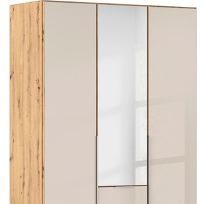 Drehtürenschrank RAUCH Kleiderschrank Kleiderschränke Schrank Garderobe AGORDO mit Glasfront Schränke Gr. B/H/T: 136cm x 210cm x 54cm, 3 St., beige (eiche artisan/glas champagner) mit Außenschubkästen, in 6 Breiten und 2 Höhen MADE IN GERMANY