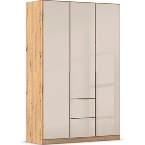 Drehtürenschrank RAUCH Kleiderschrank Kleiderschränke Schrank Garderobe AGORDO mit Glasfront Schränke Gr. B/H/T: 136cm x 210cm x 54cm, 3 St., beige (eiche artisan/glas champagner) mit Außenschubkästen, in 6 Breiten und 2 Höhen MADE IN GERMANY