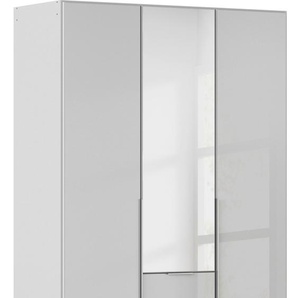 Drehtürenschrank RAUCH Kleiderschrank Kleiderschränke Schrank Garderobe AGORDO mit Glasfront Schränke Gr. B/H/T: 136cm x 210cm x 54cm, 3 St., grau (seidengrau/glas seidengrau) mit Außenschubkästen, in 6 Breiten und 2 Höhen MADE IN GERMANY