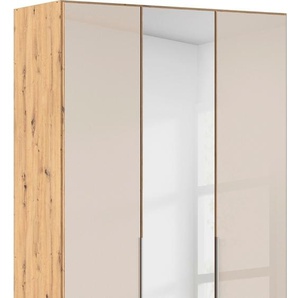 Drehtürenschrank RAUCH Kleiderschrank Kleiderschränke Schrank Garderobe AGORDO mit Glasfront Schränke Gr. B/H/T: 136cm x 229cm x 54cm, 3 St., beige (eiche artisan/glas champagner) mit Außenschubkästen, in 6 Breiten und 2 Höhen MADE IN GERMANY