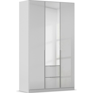 Drehtürenschrank RAUCH Kleiderschrank Kleiderschränke Schrank Garderobe AGORDO mit Glasfront Schränke Gr. B/H/T: 136cm x 229cm x 54cm, 3 St., grau (seidengrau/glas seidengrau) mit Außenschubkästen, in 6 Breiten und 2 Höhen MADE IN GERMANY