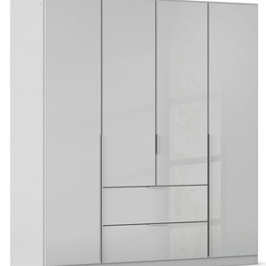 Drehtürenschrank RAUCH Kleiderschrank Kleiderschränke Schrank Garderobe AGORDO mit Glasfront Schränke Gr. B/H/T: 181cm x 210cm x 54cm, 4 St., grau (seidengrau/glas seidengrau) mit Außenschubkästen, in 6 Breiten und 2 Höhen MADE IN GERMANY