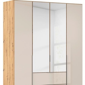 Drehtürenschrank RAUCH Kleiderschrank Kleiderschränke Schrank Garderobe AGORDO mit Glasfront Schränke Gr. B/H/T: 181cm x 229cm x 54cm, 4 St., beige (eiche artisan/glas champagner) mit Außenschubkästen, in 6 Breiten und 2 Höhen MADE IN GERMANY