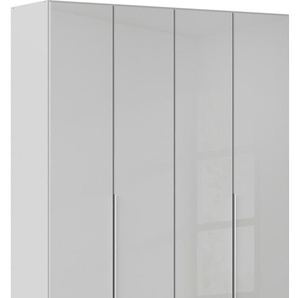 Drehtürenschrank RAUCH Kleiderschrank Kleiderschränke Schrank Garderobe AGORDO mit Glasfront Schränke Gr. B/H/T: 181cm x 229cm x 54cm, 4 St., grau (seidengrau) durchdachte Innenausstattung, in 6 Breiten und 2 Höhen MADE IN GERMANY