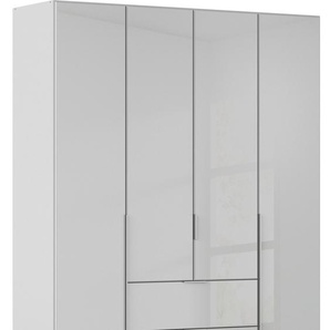 Drehtürenschrank RAUCH Kleiderschrank Kleiderschränke Schrank Garderobe AGORDO mit Glasfront Schränke Gr. B/H/T: 181cm x 229cm x 54cm, 4 St., grau (seidengrau/glas seidengrau) mit Außenschubkästen, in 6 Breiten und 2 Höhen MADE IN GERMANY