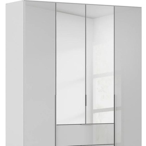 Drehtürenschrank RAUCH Kleiderschrank Kleiderschränke Schrank Garderobe AGORDO mit Glasfront Schränke Gr. B/H/T: 181cm x 229cm x 54cm, 4 St., grau (seidengrau/glas seidengrau) mit Außenschubkästen, in 6 Breiten und 2 Höhen MADE IN GERMANY