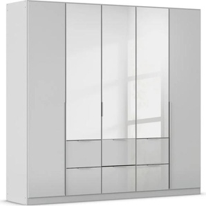 Drehtürenschrank RAUCH Kleiderschrank Kleiderschränke Schrank Garderobe AGORDO mit Glasfront Schränke Gr. B/H/T: 226cm x 210cm x 54cm, 5 St., grau (seidengrau/glas seidengrau) mit Außenschubkästen, in 6 Breiten und 2 Höhen MADE IN GERMANY