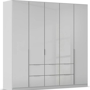 Drehtürenschrank RAUCH Kleiderschrank Kleiderschränke Schrank Garderobe AGORDO mit Glasfront Schränke Gr. B/H/T: 226cm x 229cm x 54cm, 5 St., grau (seidengrau/glas seidengrau) mit Außenschubkästen, in 6 Breiten und 2 Höhen MADE IN GERMANY