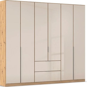 Drehtürenschrank RAUCH Kleiderschrank Kleiderschränke Schrank Garderobe AGORDO mit Glasfront Schränke Gr. B/H/T: 271cm x 229cm x 54cm, 6 St., beige (eiche artisan/glas champagner) mit Außenschubkästen, in 6 Breiten und 2 Höhen MADE IN GERMANY