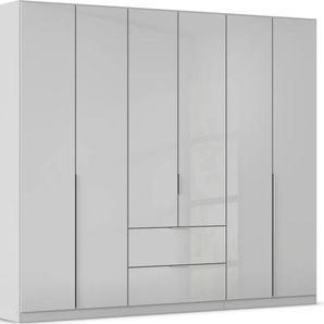 Drehtürenschrank RAUCH Kleiderschrank Kleiderschränke Schrank Garderobe AGORDO mit Glasfront Schränke Gr. B/H/T: 271cm x 229cm x 54cm, 6 St., grau (seidengrau/glas seidengrau) mit Außenschubkästen, in 6 Breiten und 2 Höhen MADE IN GERMANY