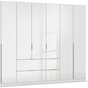 Drehtürenschrank RAUCH Kleiderschrank Kleiderschränke Schrank Garderobe AGORDO mit Glasfront Schränke Gr. B/H/T: 315cm x 210cm x 54cm, 7 St., weiß (alpinweiß/glas kristallweiß) mit Außenschubkästen, in 6 Breiten und 2 Höhen MADE IN GERMANY