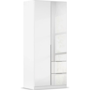 Drehtürenschrank RAUCH Kleiderschrank Kleiderschränke Schrank Garderobe AGORDO mit Glasfront Schränke Gr. B/H/T: 91cm x 210cm x 54cm, 2 St., weiß (alpinweiß/glas kristallweiß) mit Außenschubkästen, in 6 Breiten und 2 Höhen MADE IN GERMANY