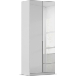 Drehtürenschrank RAUCH Kleiderschrank Kleiderschränke Schrank Garderobe AGORDO mit Glasfront Schränke Gr. B/H/T: 91 cm x 229 cm x 54 cm, 2 St., grau (seidengrau, glas seidengrau) mit Außenschubkästen, in 6 Breiten und 2 Höhen MADE IN GERMANY