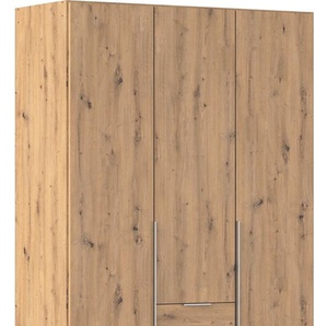 Drehtürenschrank RAUCH Kleiderschrank Schrank Garderobe AGORDO mit Dekor- oder Hochglanzfront Schränke Gr. B/H/T: 136cm x 210cm x 54cm, 3 St., braun (eiche artisan) mit Außenschubkästen, in 6 Breiten und 2 Höhen MADE IN GERMANY