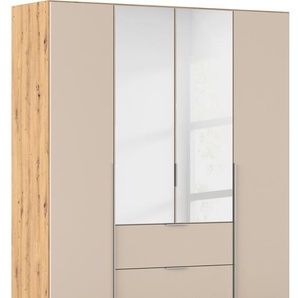 Drehtürenschrank RAUCH Kleiderschrank Schrank Garderobe AGORDO mit Dekor- oder Hochglanzfront Schränke Gr. B/H/T: 181cm x 210cm x 54cm, 4 St., braun (eiche artisan/champagner) mit Außenschubkästen, in 6 Breiten und 2 Höhen MADE IN GERMANY