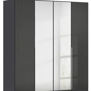 Drehtürenschrank RAUCH Kleiderschrank Schrank Garderobe AGORDO mit Dekor- oder Hochglanzfront Schränke Gr. B/H/T: 181cm x 210cm x 54cm, 4 St., grau (graumetallic/effektgrau hochglanz) durchdachte Innenausstattung, in 6 Breiten und 2 Höhen MADE IN GERMANY