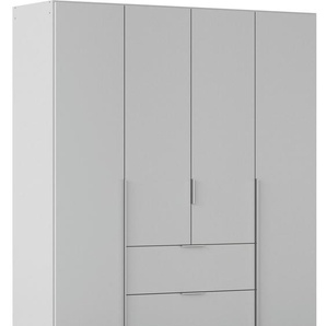 Drehtürenschrank RAUCH Kleiderschrank Schrank Garderobe AGORDO mit Dekor- oder Hochglanzfront Schränke Gr. B/H/T: 181 cm x 210 cm x 54 cm, 4 St., grau (seidengrau) mit Außenschubkästen, in 6 Breiten und 2 Höhen MADE IN GERMANY