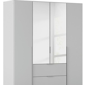 Drehtürenschrank RAUCH Kleiderschrank Schrank Garderobe AGORDO mit Dekor- oder Hochglanzfront Schränke Gr. B/H/T: 181cm x 210cm x 54cm, 4 St., grau (seidengrau) mit Außenschubkästen, in 6 Breiten und 2 Höhen MADE IN GERMANY