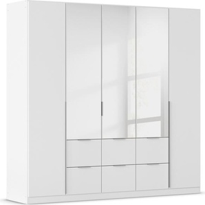 Drehtürenschrank RAUCH Kleiderschrank Schrank Garderobe AGORDO mit Dekor- oder Hochglanzfront Schränke Gr. B/H/T: 226cm x 210cm x 54cm, 5 St., weiß (alpinweiß) mit Außenschubkästen, in 6 Breiten und 2 Höhen MADE IN GERMANY