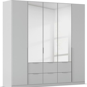 Drehtürenschrank RAUCH Kleiderschrank Schrank Garderobe AGORDO mit Dekor- oder Hochglanzfront Schränke Gr. B/H/T: 226cm x 229cm x 54cm, 5 St., grau (seidengrau) mit Außenschubkästen, in 6 Breiten und 2 Höhen MADE IN GERMANY