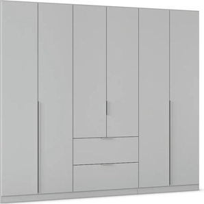 Drehtürenschrank RAUCH Kleiderschrank Schrank Garderobe AGORDO mit Dekor- oder Hochglanzfront Schränke Gr. B/H/T: 271cm x 210cm x 54cm, 6 St., grau (seidengrau) mit Außenschubkästen, in 6 Breiten und 2 Höhen MADE IN GERMANY