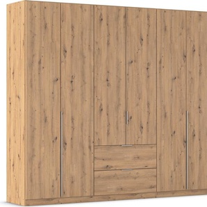 Drehtürenschrank RAUCH Kleiderschrank Schrank Garderobe AGORDO mit Dekor- oder Hochglanzfront Schränke Gr. B/H/T: 271cm x 229cm x 54cm, 6 St., braun (eiche artisan) mit Außenschubkästen, in 6 Breiten und 2 Höhen MADE IN GERMANY