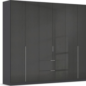 Drehtürenschrank RAUCH Kleiderschrank Schrank Garderobe AGORDO mit Dekor- oder Hochglanzfront Schränke Gr. B/H/T: 271cm x 229cm x 54cm, 6 St., grau (graumetallic/hochglanz effektgrau) mit Außenschubkästen, in 6 Breiten und 2 Höhen MADE IN GERMANY