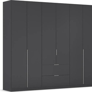 Drehtürenschrank RAUCH Kleiderschrank Schrank Garderobe AGORDO mit Dekor- oder Hochglanzfront Schränke Gr. B/H/T: 271cm x 229cm x 54cm, 6 St., grau (graumetallic) mit Außenschubkästen, in 6 Breiten und 2 Höhen MADE IN GERMANY