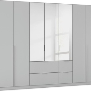 Drehtürenschrank RAUCH Kleiderschrank Schrank Garderobe AGORDO mit Dekor- oder Hochglanzfront Schränke Gr. B/H/T: 315cm x 210cm x 54cm, 7 St., grau (seidengrau) mit Außenschubkästen, in 6 Breiten und 2 Höhen MADE IN GERMANY