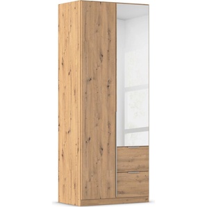 Drehtürenschrank RAUCH Kleiderschrank Schrank Garderobe AGORDO mit Dekor- oder Hochglanzfront Schränke Gr. B/H/T: 91cm x 229cm x 54cm, 2 St., braun (eiche artisan) mit Außenschubkästen, in 6 Breiten und 2 Höhen MADE IN GERMANY