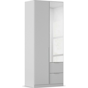 Drehtürenschrank RAUCH Kleiderschrank Schrank Garderobe AGORDO mit Dekor- oder Hochglanzfront Schränke Gr. B/H/T: 91 cm x 229 cm x 54 cm, 2 St., grau (seidengrau) mit Außenschubkästen, in 6 Breiten und 2 Höhen MADE IN GERMANY