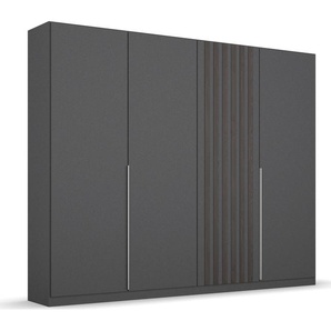 Drehtürenschrank RAUCH Kleiderschrank Schrank Garderobe Garderobenschrank LAMELLA Schränke Gr. B/H/T: 226,0 cm x 210,0 cm x 54,0 cm, 4 St., grau (graumetallic, black oak) mit eleganter Lamellenabsetzung MADE IN GERMANY