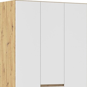 Drehtürenschrank RAUCH Kleiderschrank Schrank Garderobe Garderobenschrank MAINZ Schränke Gr. B/H/T: 136cm x 210cm x 54cm, 3 St., weiß (eiche artisan/alpinweiß) grifflose Front, Außentüren mit Push-to-Open Funktion MADE IN GERMANY