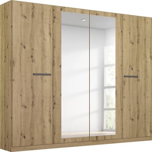 Drehtürenschrank RAUCH Kleiderschrank Schrank Garderobe Garderobenschrank Stauraumwunder MODI Schränke Gr. B/H/T: 226 cm x 210 cm x 54 cm, Mit Spiegel, braun (eiche artisan) inkl. Stoff-Organizer mit 6 Fächern optionaler Spiegel MADE IN GERMANY