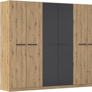 Drehtürenschrank RAUCH Kleiderschrank Schrank Garderobe Garderobenschrank Stauraumwunder MODI Schränke Gr. B/H/T: 271cm x 210cm x 54cm, Ohne Spiegel, grau (eiche artisan/graumetallic) inkl. Stoff-Organizer mit 6 Fächern optionaler Spiegel MADE IN GERMANY