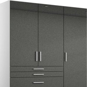 Drehtürenschrank RAUCH Kleiderschrank Schrank Garderobe Garderobenschrank Topseller HOMBURG Schränke Gr. B/H/T: 136cm x 197cm x 54cm, 3 St., weiß (alpinweiß/hochglanz effektgrau) mit viel Stauraum, oberer Schubkasten Einteilung MADE IN GERMANY