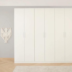 Drehtürenschrank RAUCH Kleiderschrank Schrank Garderobe KOLUNA mit Dekor-Front Schränke Gr. B/H/T: 271cm x 210cm x 54cm, 6 St., weiß (alpinweiß) inkl. 2 Innenschubladen sowie extra Einlegeböden MADE IN GERMANY