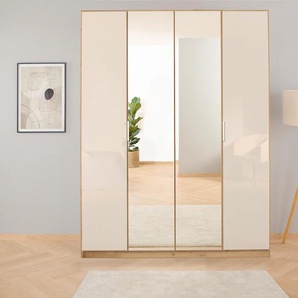 Drehtürenschrank RAUCH Kleiderschrank Schrank Garderobe KOLUNA mit Glastüren und Spiegel Schränke Gr. B/H/T: 181 cm x 229 cm x 54 cm, 4 St., beige (eiche artisan, glas champagner) inkl. 2 Innenschubladen sowie extra Einlegeböden MADE IN GERMANY