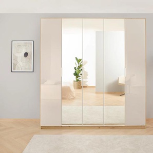 Drehtürenschrank RAUCH Kleiderschrank Schrank Garderobe KOLUNA mit Glastüren und Spiegel Schränke Gr. B/H/T: 226 cm x 210 cm x 54 cm, 5 St., beige (eiche artisan, glas champagner) inkl. 2 Innenschubladen sowie extra Einlegeböden MADE IN GERMANY