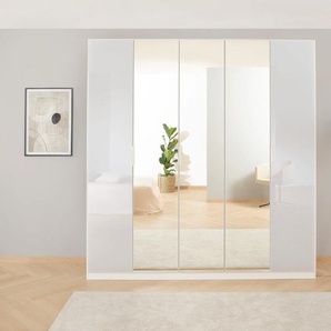 Drehtürenschrank RAUCH Kleiderschrank Schrank Garderobe KOLUNA mit Glastüren und Spiegel Schränke Gr. B/H/T: 226cm x 210cm x 54cm, 5 St., weiß (alpinweiß/glas kristallweiß) inkl. 2 Innenschubladen sowie extra Einlegeböden MADE IN GERMANY