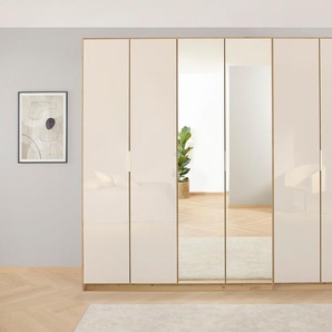 Drehtürenschrank RAUCH Kleiderschrank Schrank Garderobe KOLUNA mit Glastüren und Spiegel Schränke Gr. B/H/T: 271cm x 210cm x 54cm, 6 St., beige (eiche artisan/glas champagner) inkl. 2 Innenschubladen sowie extra Einlegeböden MADE IN GERMANY