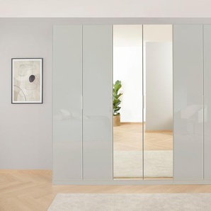 Drehtürenschrank RAUCH Kleiderschrank Schrank Garderobe KOLUNA mit Glastüren und Spiegel Schränke Gr. B/H/T: 271cm x 229cm x 54cm, 6 St., grau (seidengrau/glas seidengrau) inkl. 2 Innenschubladen sowie extra Einlegeböden MADE IN GERMANY